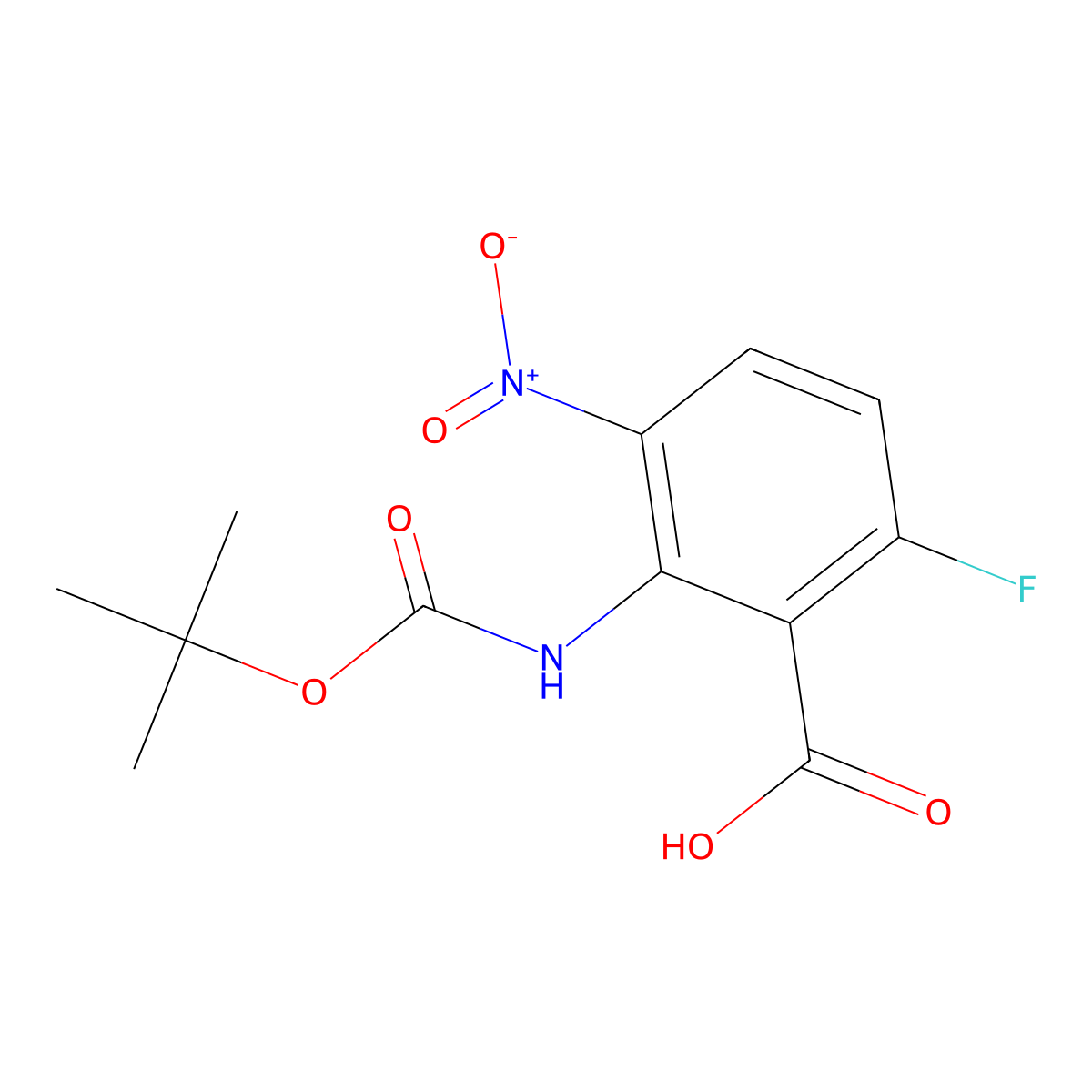 2-{[(Tert-butoxy)carbonyl]amino}-6-fluoro-3-nitrobenzoic acid molecular structure, CAS 2248269-03-4