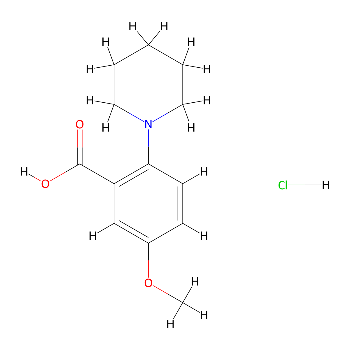 5-Methoxy-2-(piperidin-1-yl)benzoic acid hydrochloride molecular structure, CAS 2248269-08-9