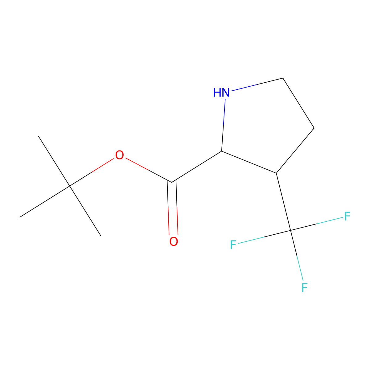 rac-tert-butyl (2R,3R)-3-(trifluoromethyl)pyrrolidine-2-carboxylate molecular structure, CAS 2248269-14-7