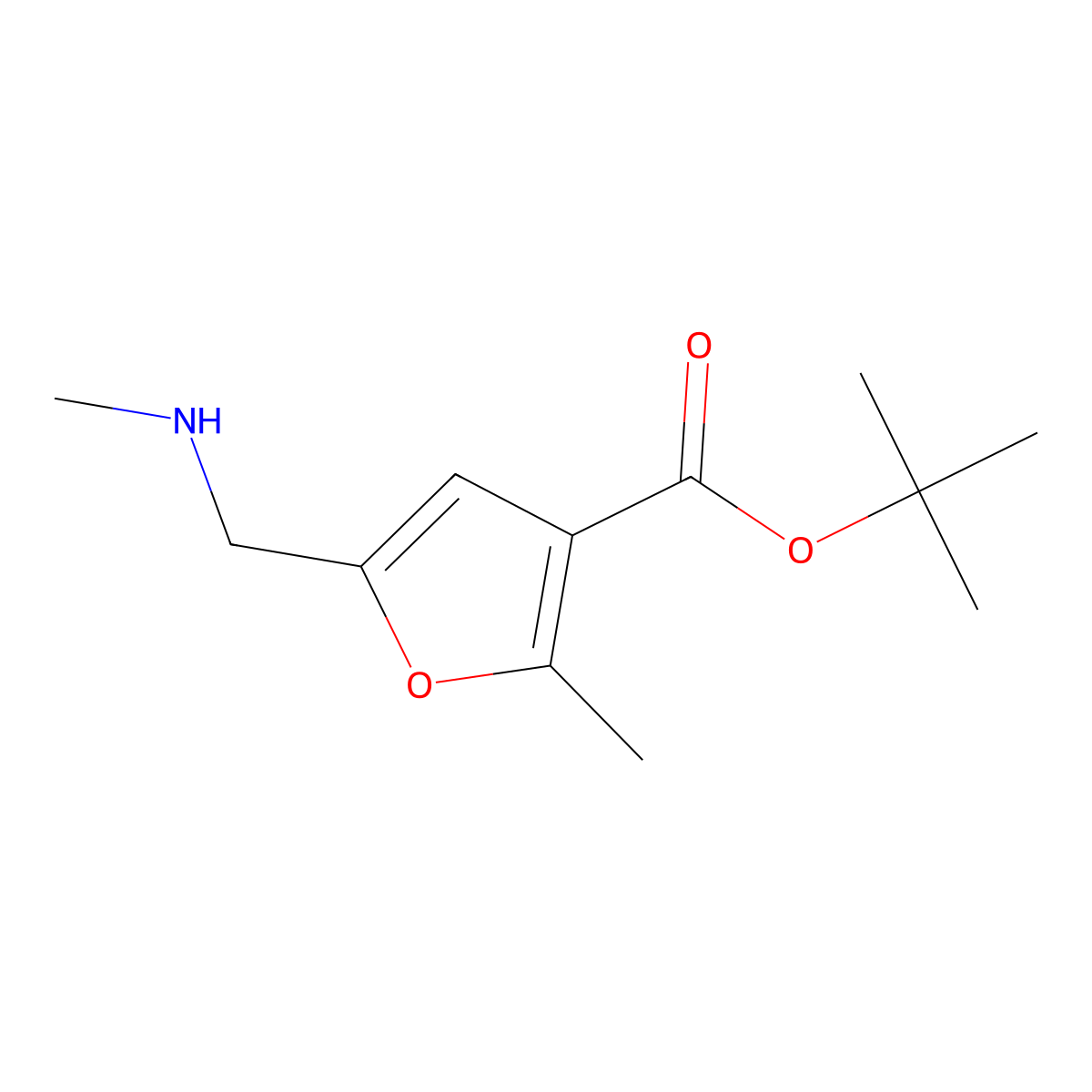 Tert-butyl 2-methyl-5-[(methylamino)methyl]furan-3-carboxylate molecular structure, CAS 2248269-84-1