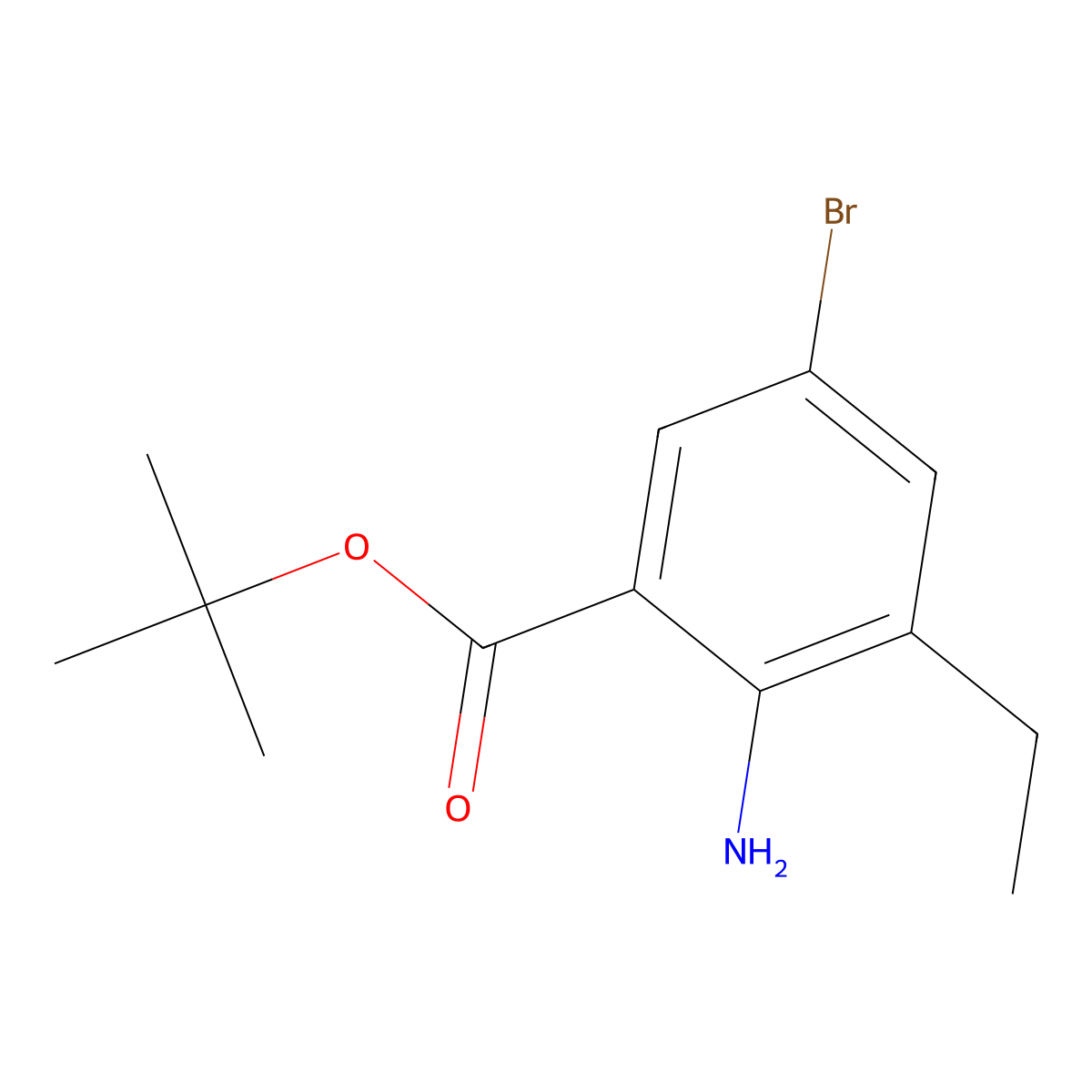 Tert-butyl 2-amino-5-bromo-3-ethylbenzoate molecular structure, CAS 2248269-99-8