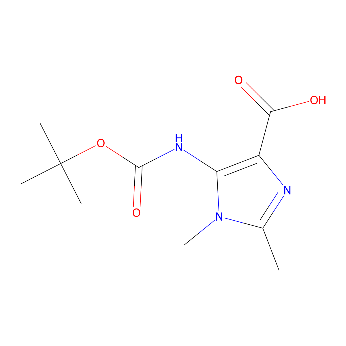 5-{[(tert-butoxy)carbonyl]amino}-1,2-dimethyl-1H-imidazole-4-carboxylic acid molecular structure, CAS 2248270-14-4
