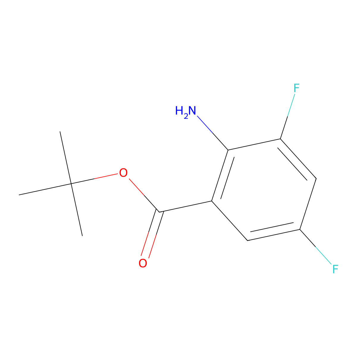 Tert-butyl 2-amino-3,5-difluorobenzoate molecular structure, CAS 2248270-88-2