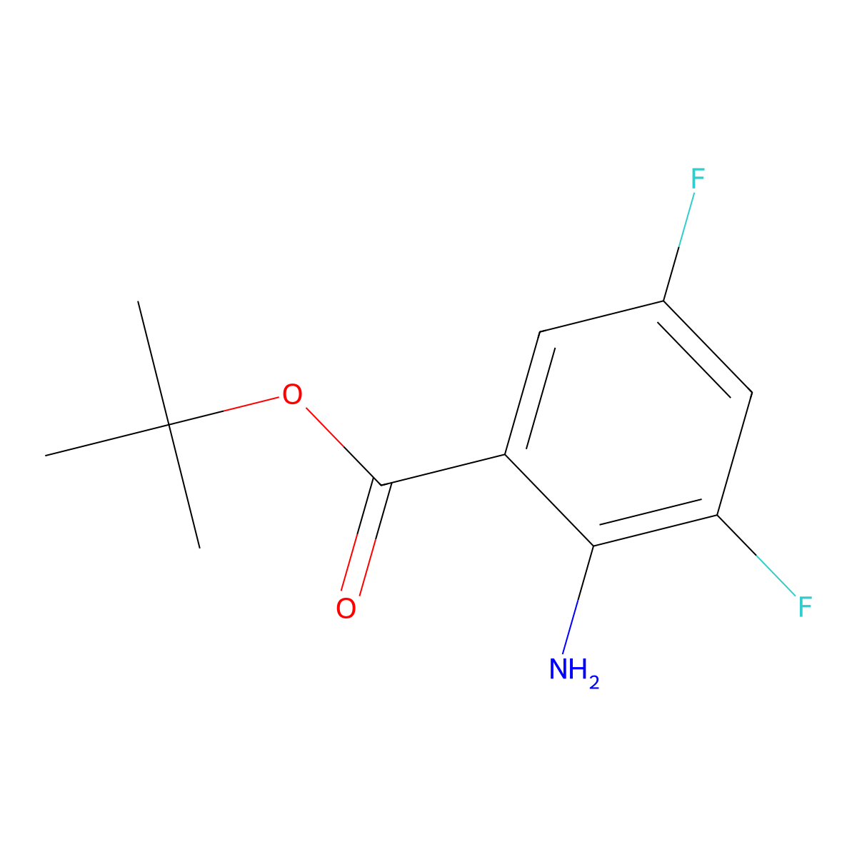 Tert-butyl 2-amino-3,5-difluorobenzoate molecular structure, CAS 2248270-88-2