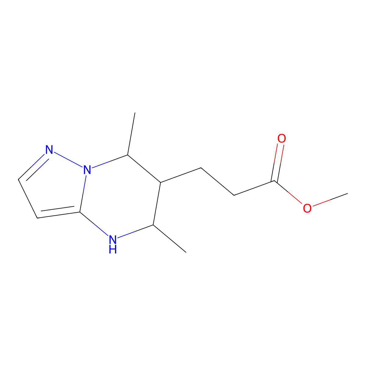 methyl 3-{5,7-dimethyl-4H,5H,6H,7H-pyrazolo[1,5-a]pyrimidin-6-yl}propanoate molecular structure, CAS 2248271-58-9