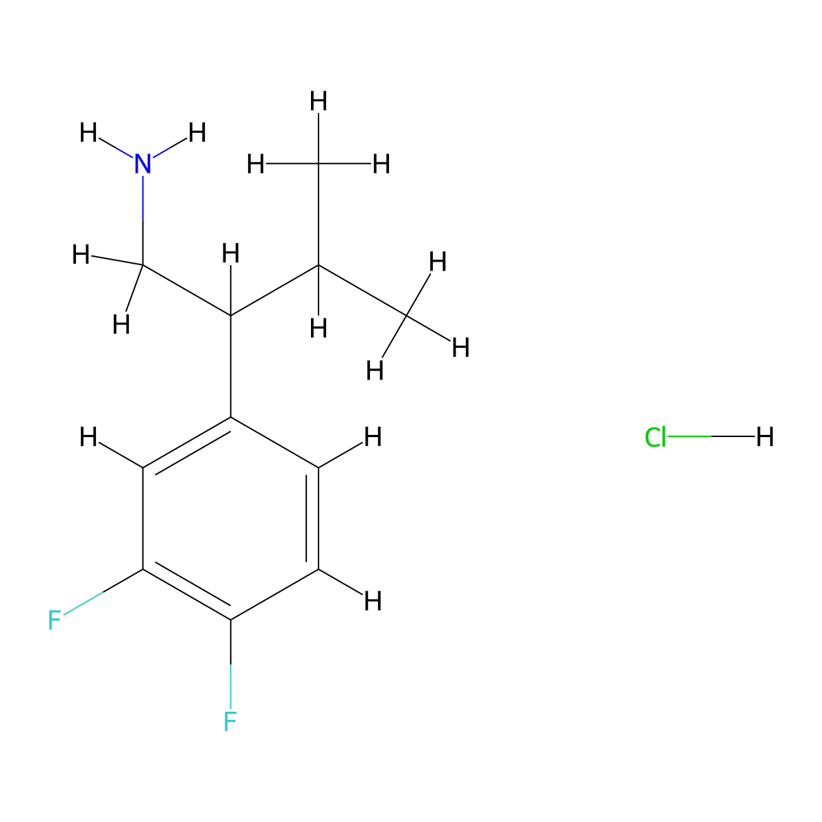 2-(3,4-Difluorophenyl)-3-methylbutan-1-amine hydrochloride molecular structure, CAS 2248272-78-6