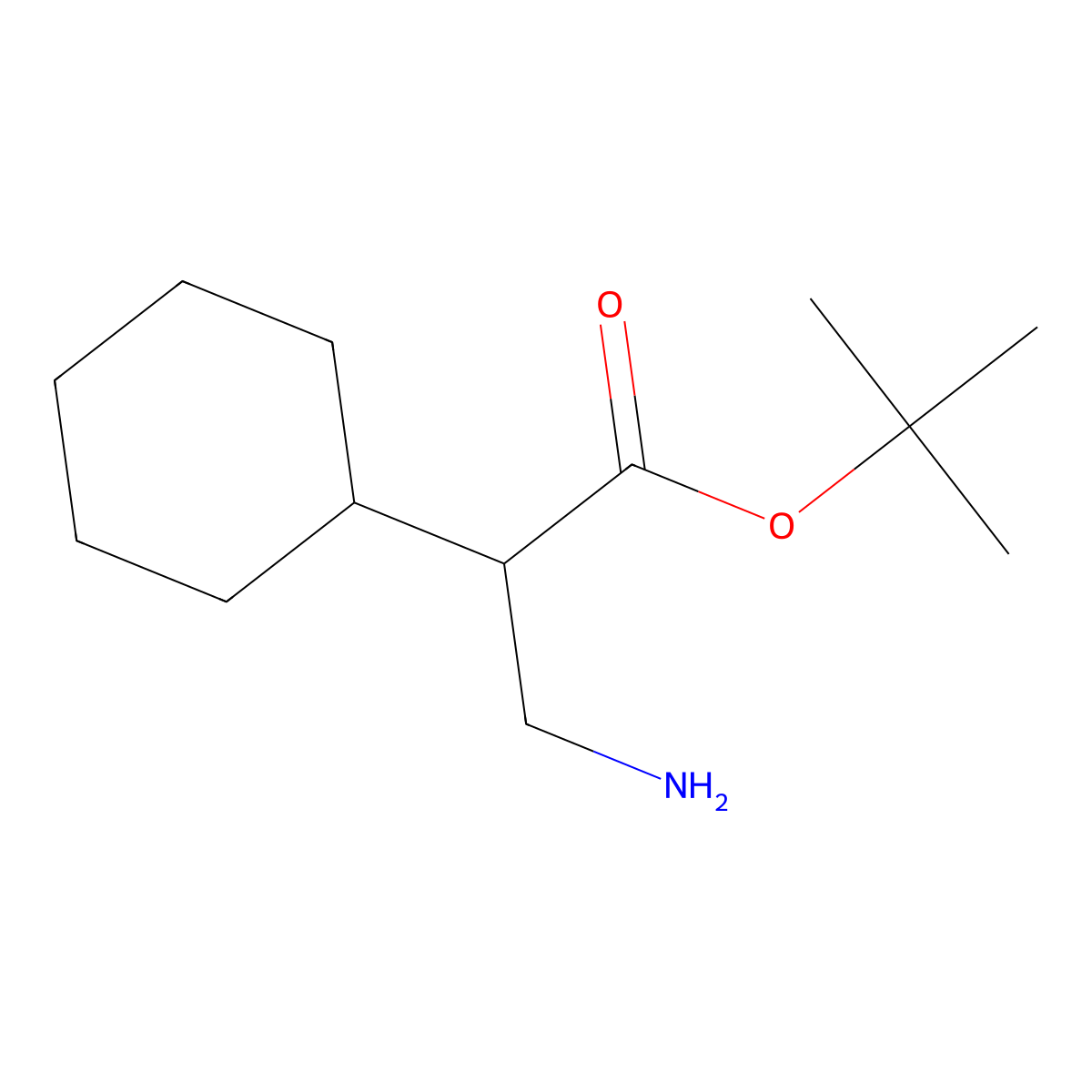 Tert-butyl 3-amino-2-cyclohexylpropanoate molecular structure, CAS 2248273-26-7