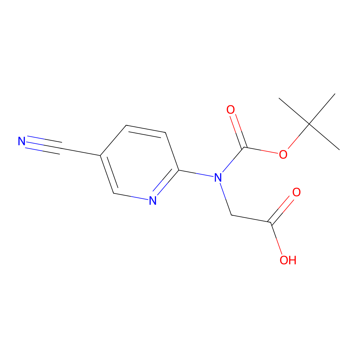 2-{[(Tert-butoxy)carbonyl](5-cyanopyridin-2-yl)amino}acetic acid molecular structure, CAS 2248274-03-3