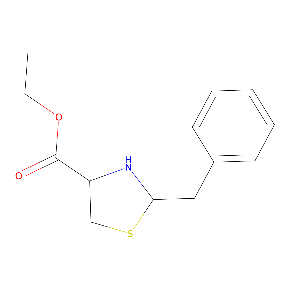 Ethyl 2-benzyl-1,3-thiazolidine-4-carboxylate molecular structure, CAS 2248274-50-0