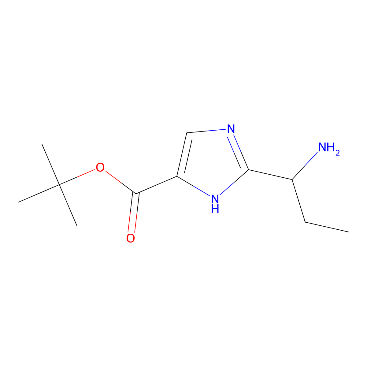 tert-butyl 2-(1-aminopropyl)-1H-imidazole-4-carboxylate molecular structure, CAS 2248275-00-3