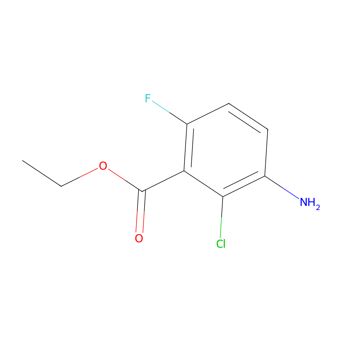 Ethyl 3-amino-2-chloro-6-fluorobenzoate molecular structure, CAS 2248275-01-4