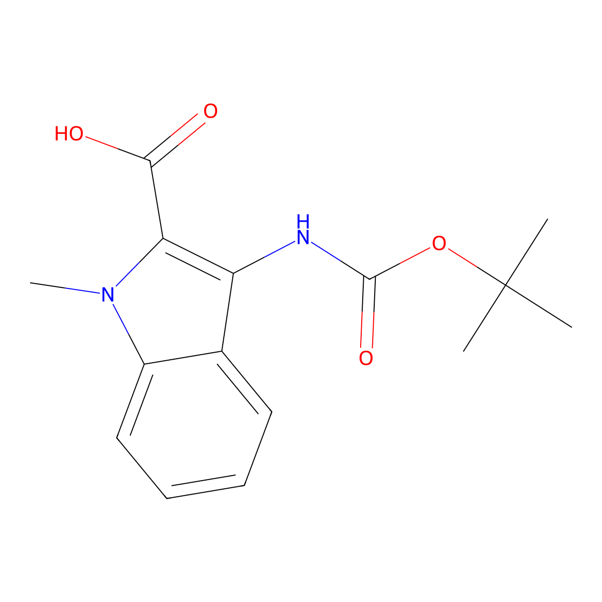 3-{[(tert-butoxy)carbonyl]amino}-1-methyl-1H-indole-2-carboxylic acid molecular structure, CAS 2248275-66-1