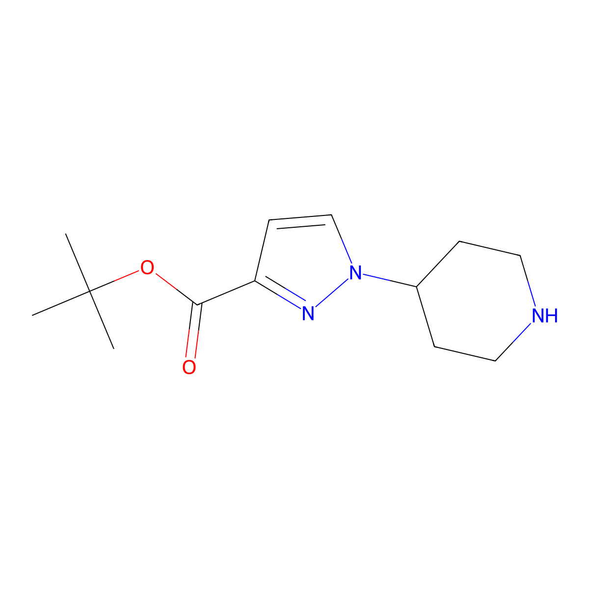 tert-butyl 1-(piperidin-4-yl)-1H-pyrazole-3-carboxylate molecular structure, CAS 2248276-09-5