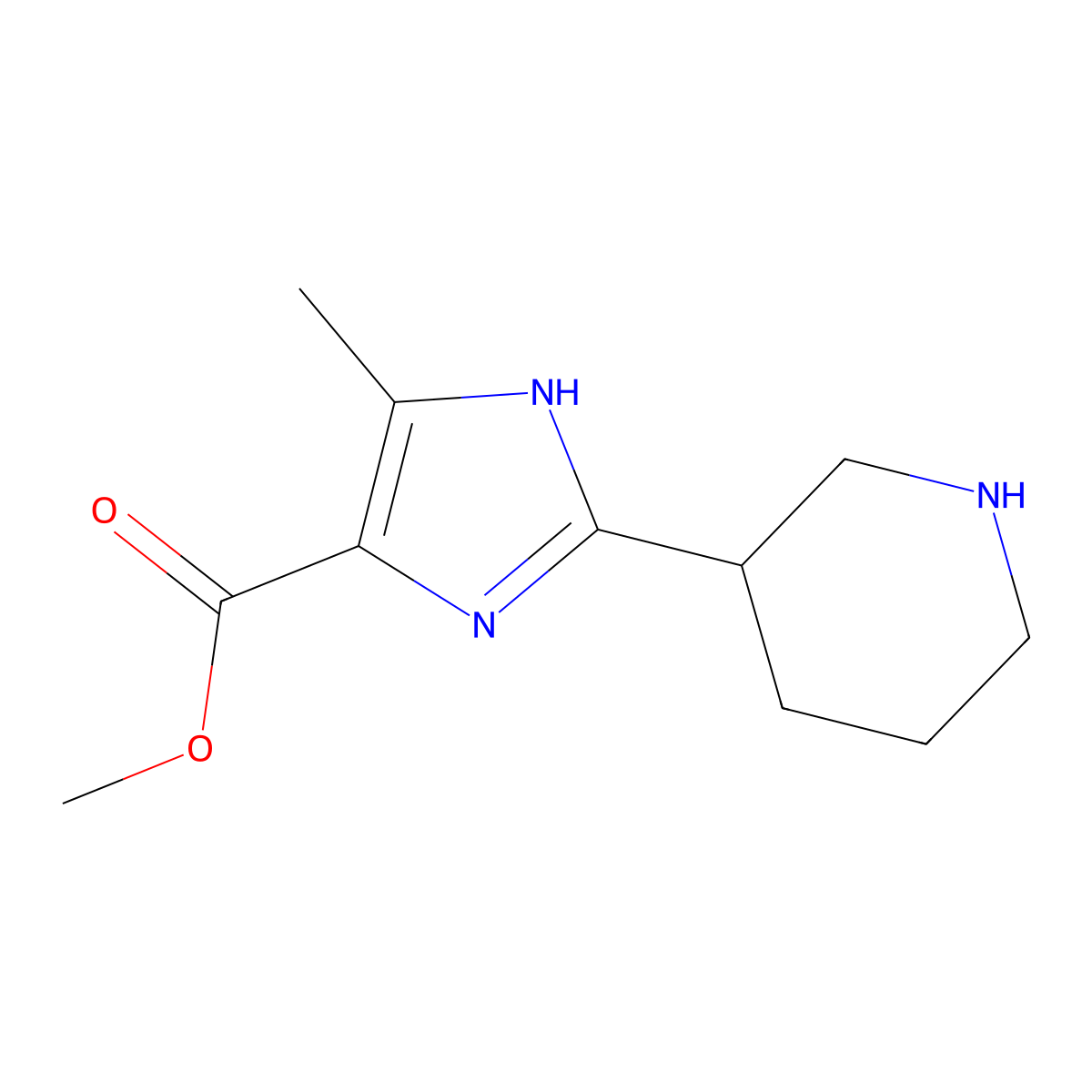 methyl 4-methyl-2-(piperidin-3-yl)-1H-imidazole-5-carboxylate molecular structure, CAS 2248276-11-9