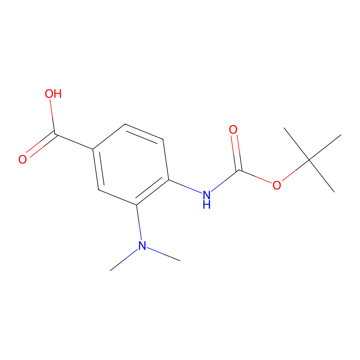 4-{[(Tert-butoxy)carbonyl]amino}-3-(dimethylamino)benzoic acid molecular structure, CAS 2248276-37-9