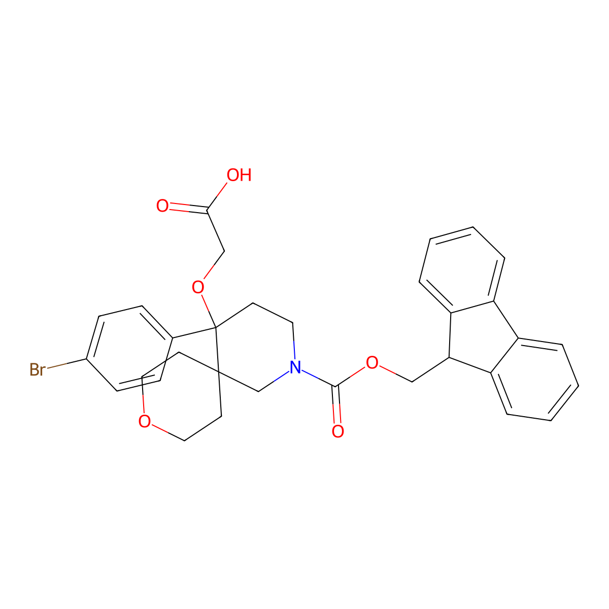 2-[[5-(4-Bromophenyl)-2-(9H-fluoren-9-ylmethoxycarbonyl)-9-oxa-2-azaspiro[5.5]undecan-5-yl]oxy]acetic acid molecular structure, CAS 2248276-43-7