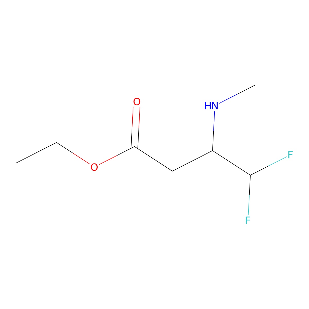 Ethyl 4,4-difluoro-3-(methylamino)butanoate molecular structure, CAS 2248276-45-9