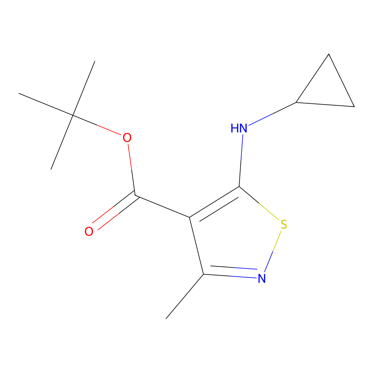 Tert-butyl 5-(cyclopropylamino)-3-methyl-1,2-thiazole-4-carboxylate molecular structure, CAS 2248277-41-8