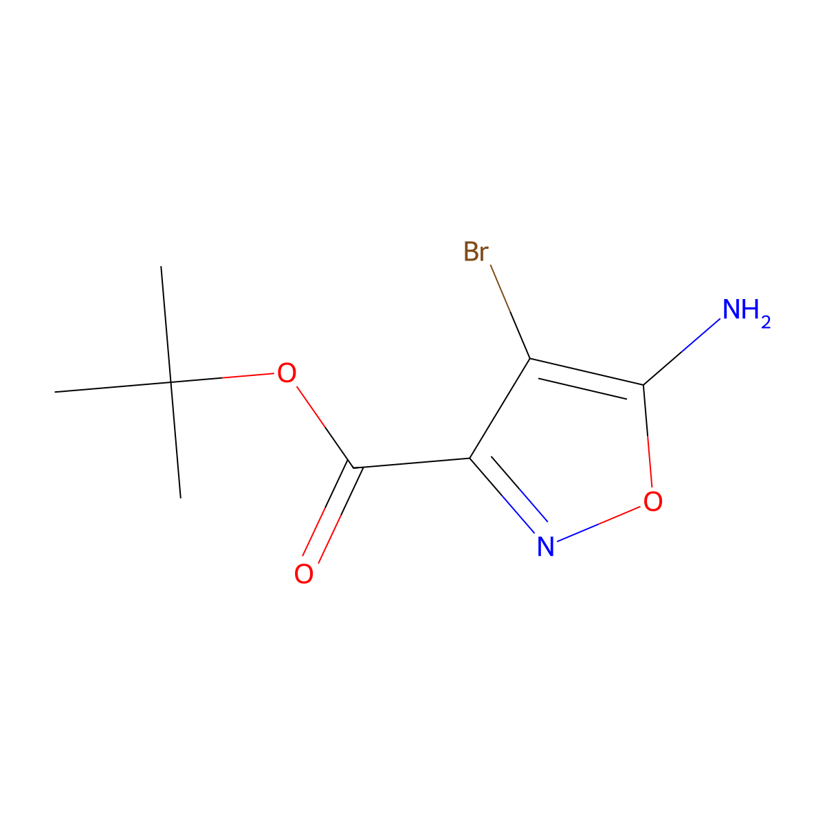 Tert-butyl 5-amino-4-bromo-1,2-oxazole-3-carboxylate molecular structure, CAS 2248277-87-2