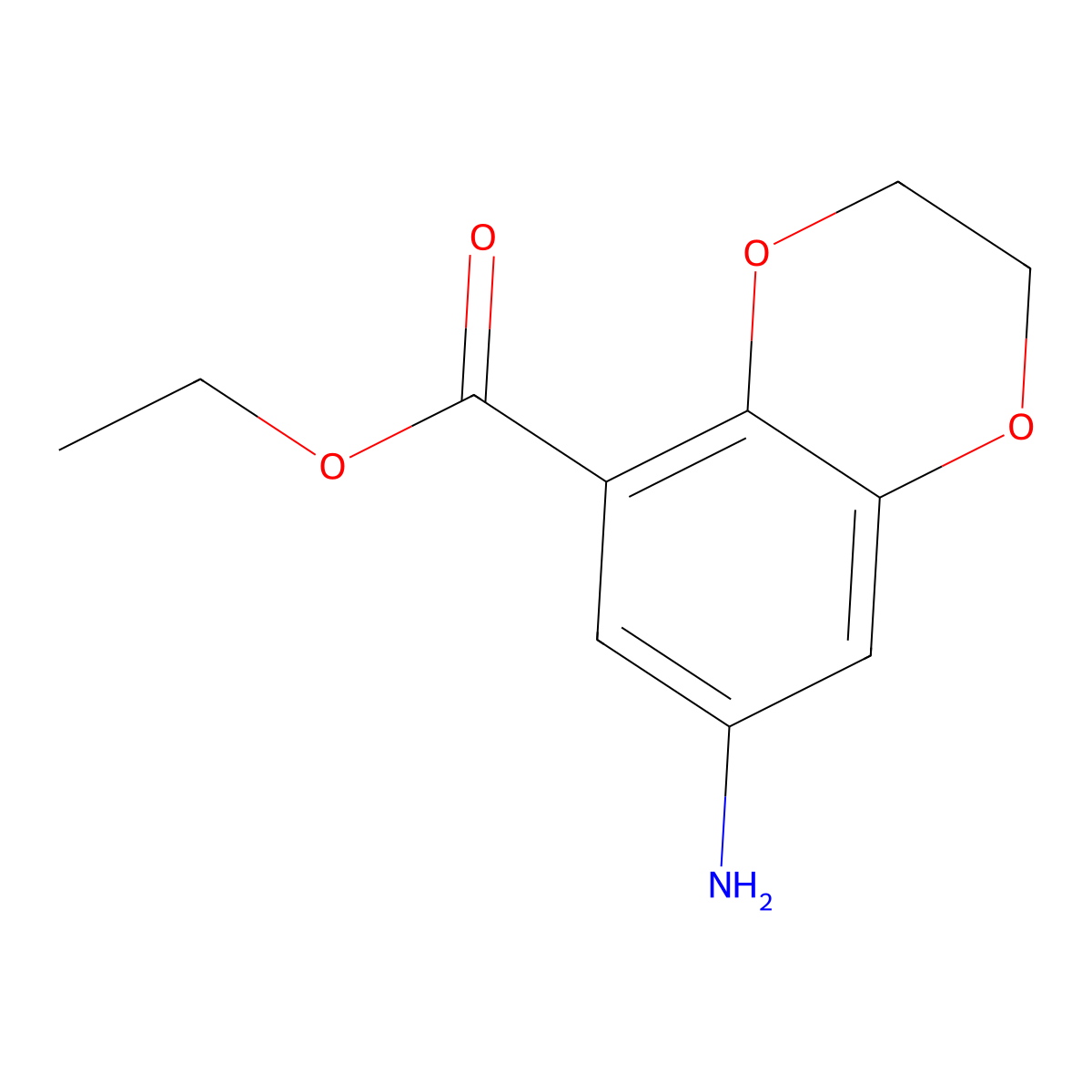 Ethyl 7-amino-2,3-dihydro-1,4-benzodioxine-5-carboxylate molecular structure, CAS 2248278-10-4