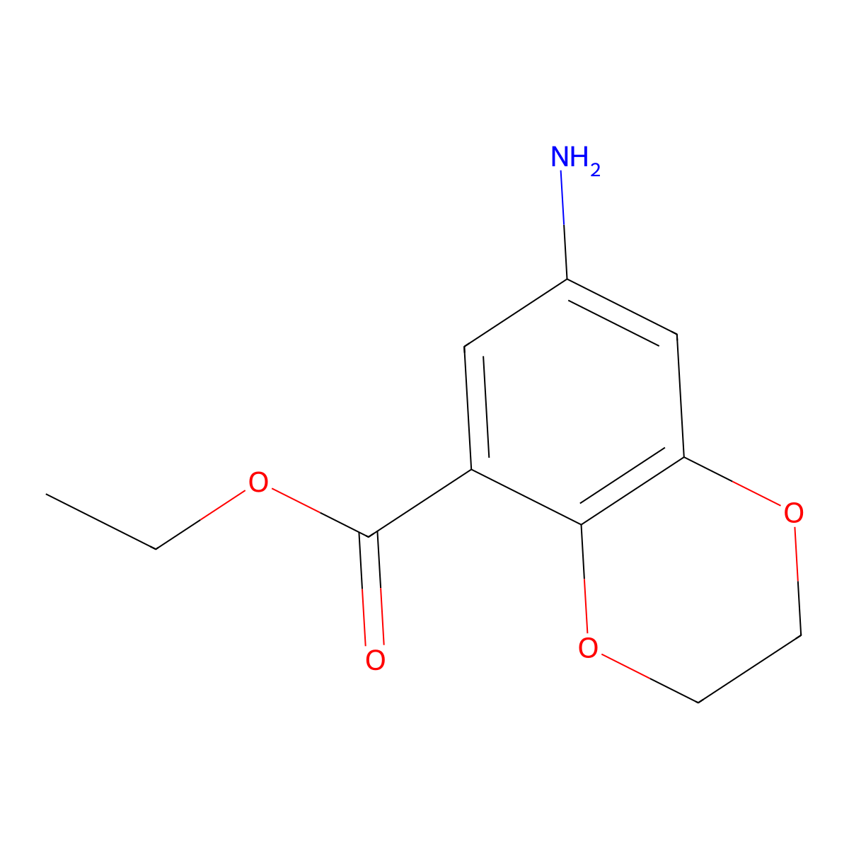 Ethyl 7-amino-2,3-dihydro-1,4-benzodioxine-5-carboxylate molecular structure, CAS 2248278-10-4