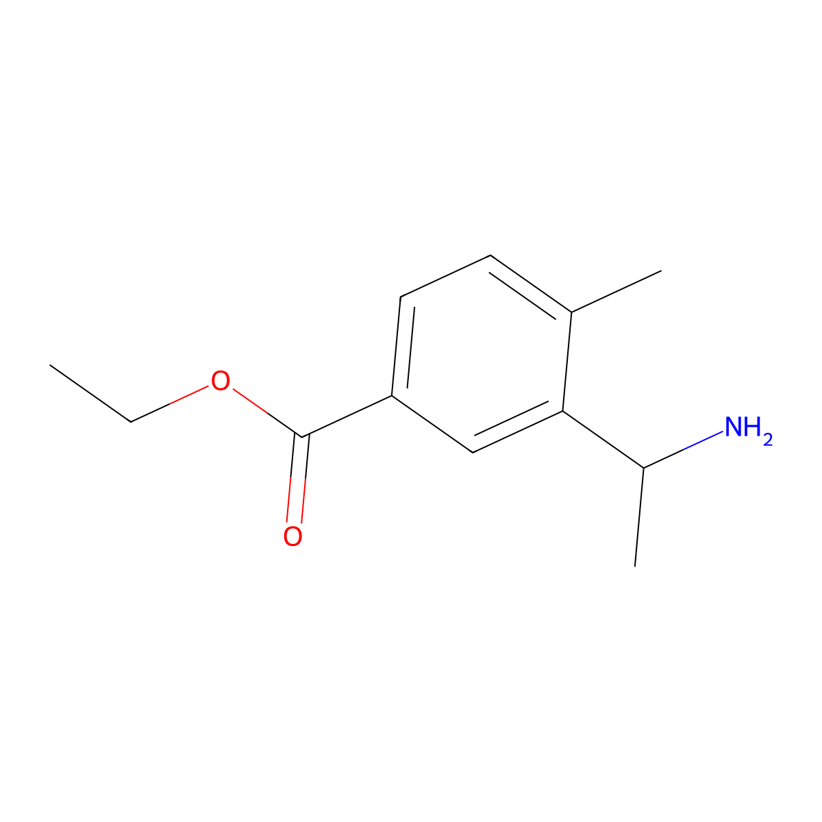 Ethyl 3-(1-aminoethyl)-4-methylbenzoate molecular structure, CAS 2248278-89-7