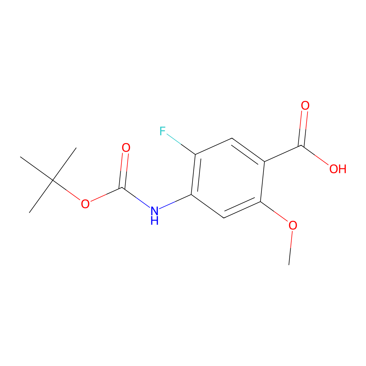 4-{[(Tert-butoxy)carbonyl]amino}-5-fluoro-2-methoxybenzoic acid molecular structure, CAS 2248279-00-5