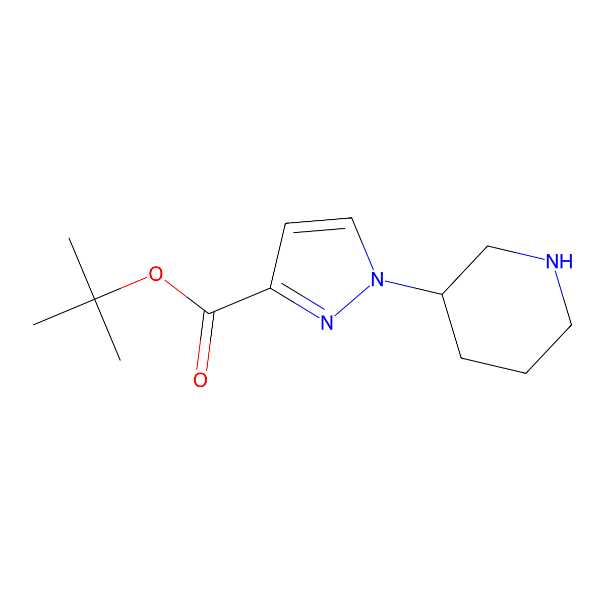 tert-butyl 1-(piperidin-3-yl)-1H-pyrazole-3-carboxylate molecular structure, CAS 2248279-23-2