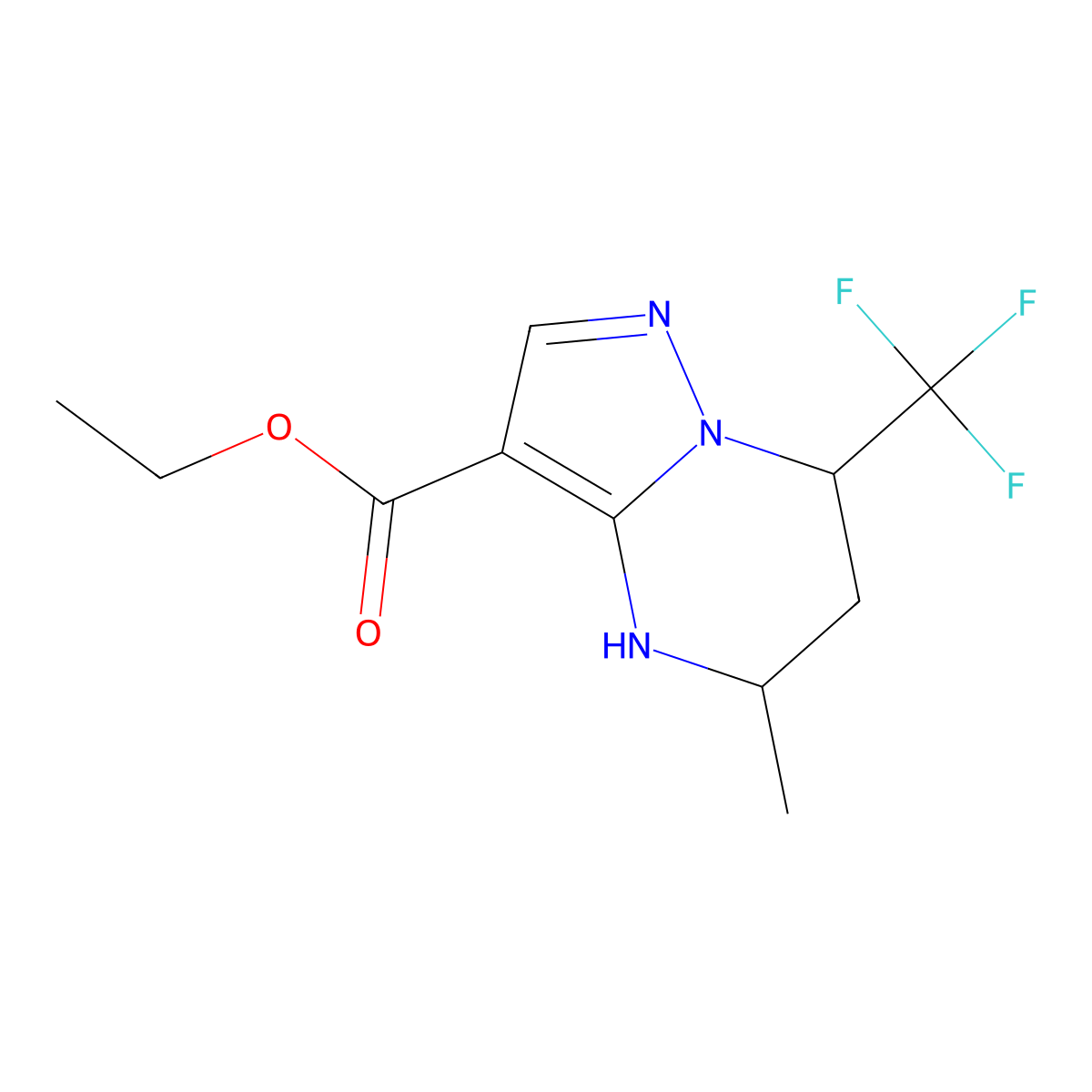 Ethyl (5S,7S)-5-methyl-7-(trifluoromethyl)-4,5,6,7-tetrahydropyrazolo[1,5-a]pyrimidine-3-carboxylate molecular structure, CAS 2248279-84-5