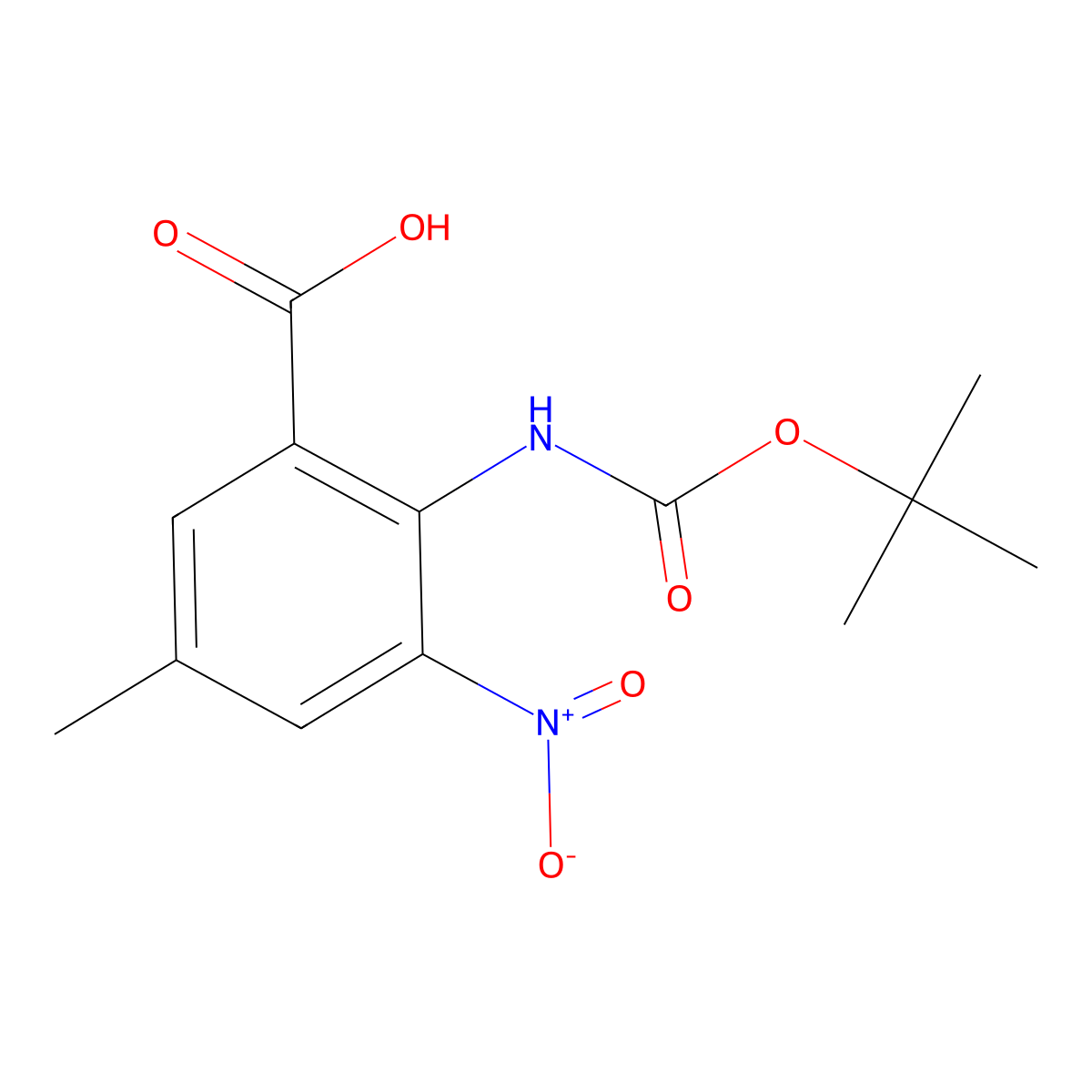 2-{[(Tert-butoxy)carbonyl]amino}-5-methyl-3-nitrobenzoic acid molecular structure, CAS 2248280-32-0