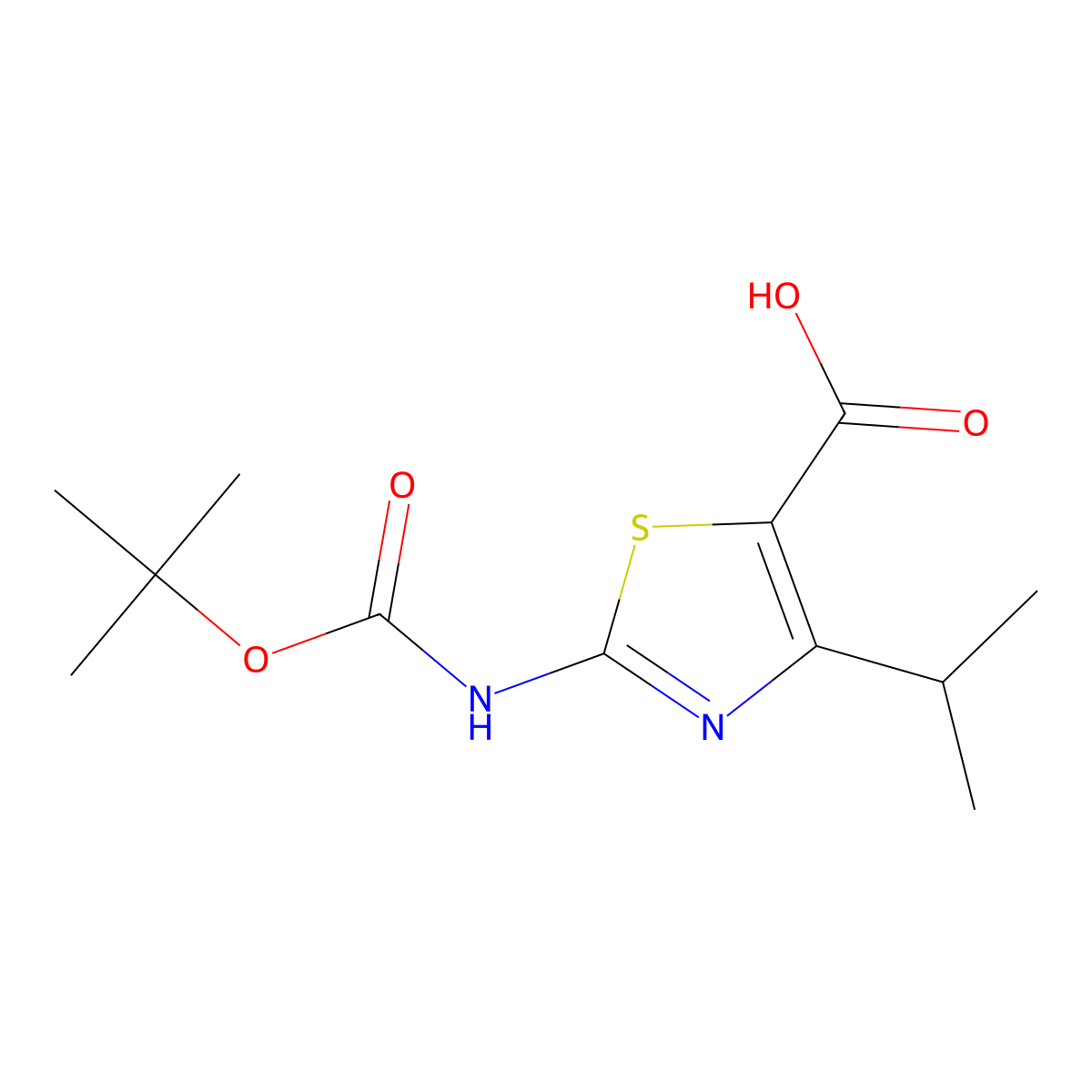 2-{[(Tert-butoxy)carbonyl]amino}-4-(propan-2-yl)-1,3-thiazole-5-carboxylic acid molecular structure, CAS 2248280-69-3