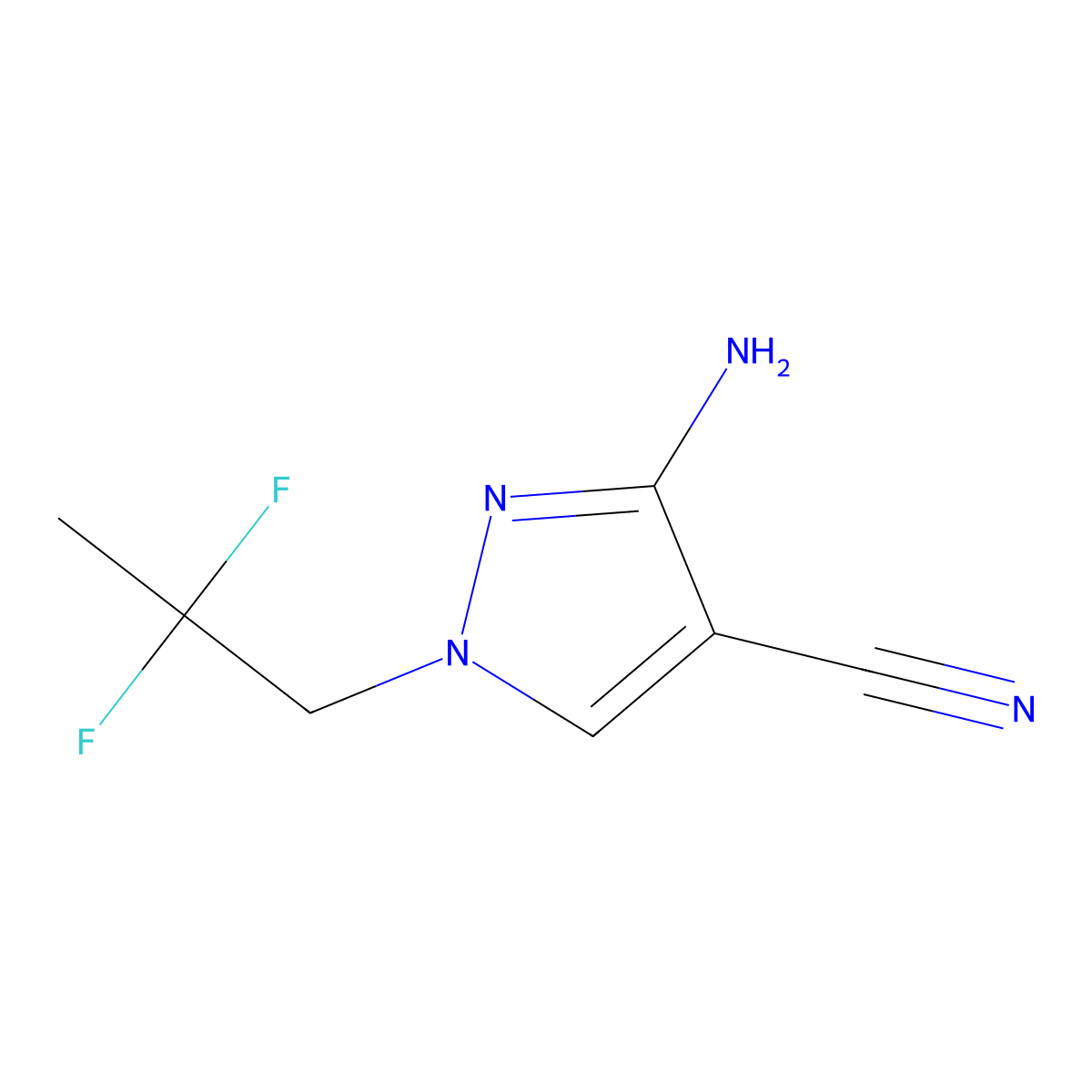 3-amino-1-(2,2-difluoropropyl)-1H-pyrazole-4-carbonitrile molecular structure, CAS 2248280-76-2