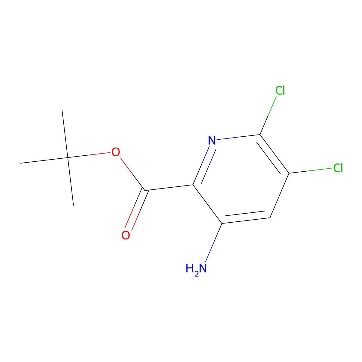 Tert-butyl 3-amino-5,6-dichloropyridine-2-carboxylate molecular structure, CAS 2248281-35-6