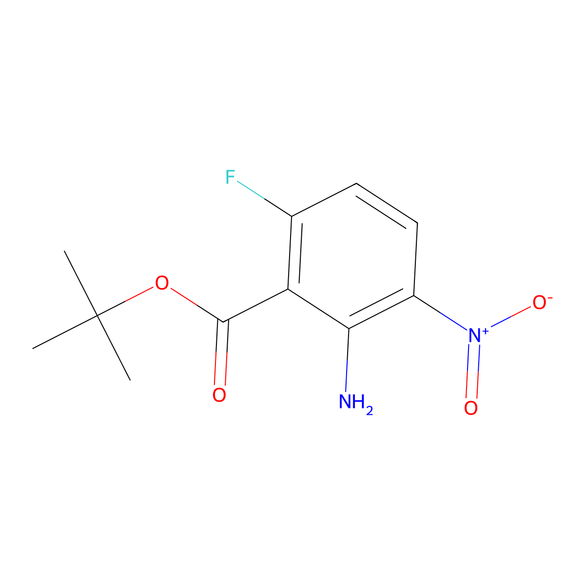 Tert-butyl 2-amino-6-fluoro-3-nitrobenzoate molecular structure, CAS 2248281-40-3