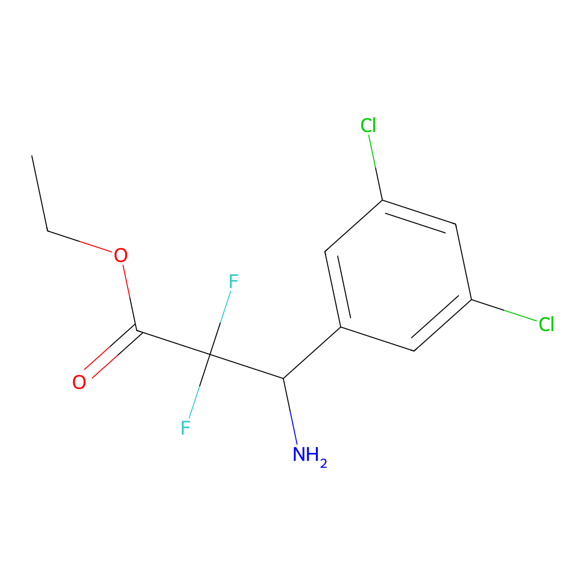 Ethyl 3-amino-3-(3,5-dichlorophenyl)-2,2-difluoropropanoate molecular structure, CAS 2248281-41-4