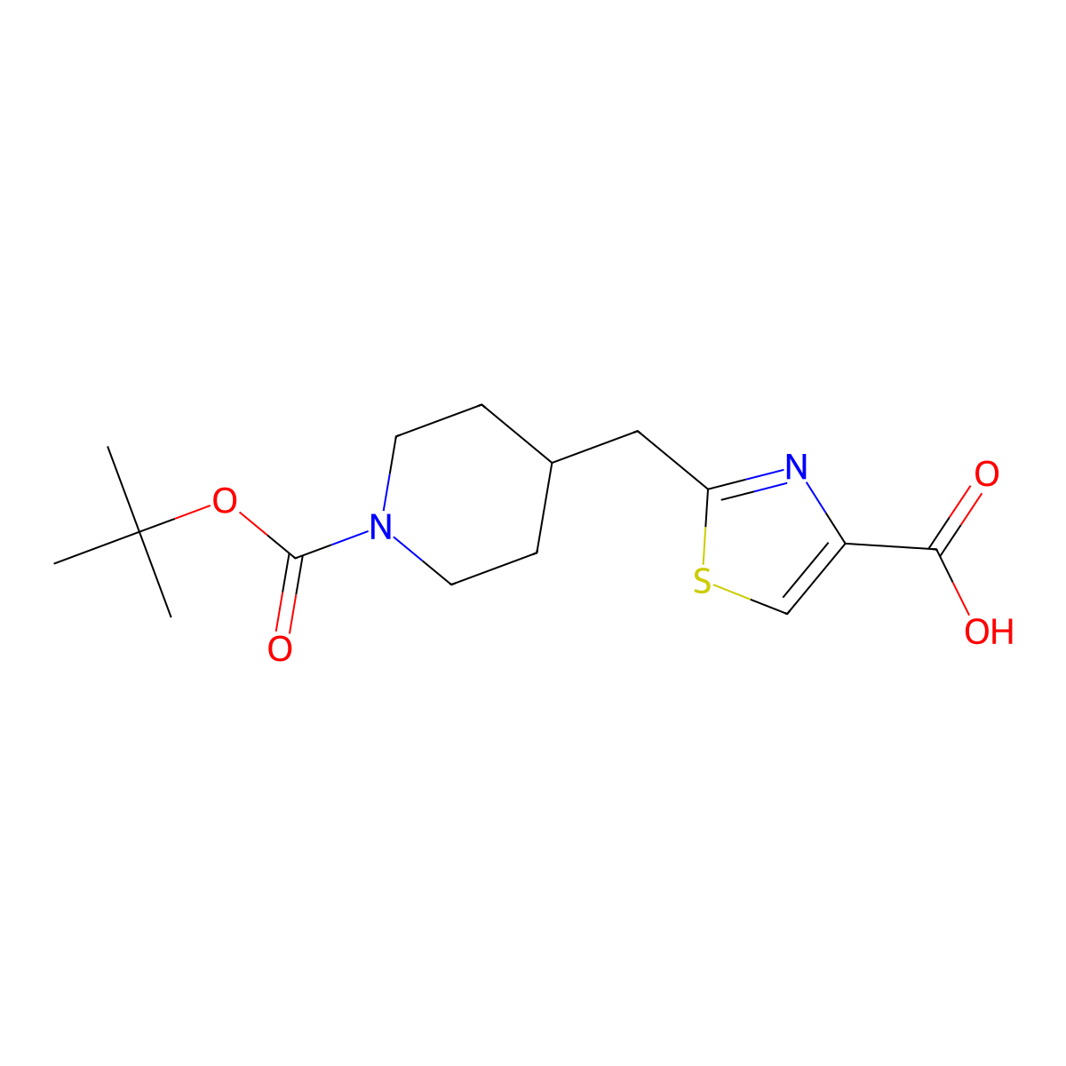 2-({1-[(Tert-butoxy)carbonyl]piperidin-4-yl}methyl)-1,3-thiazole-4-carboxylicacid molecular structure, CAS 2248281-46-9