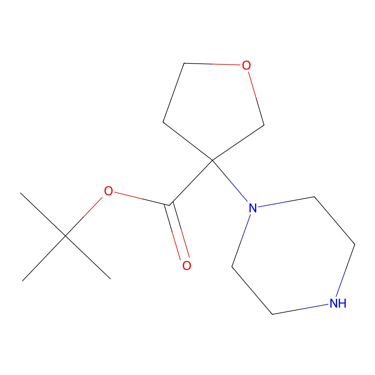 Tert-butyl 3-(piperazin-1-yl)oxolane-3-carboxylate molecular structure, CAS 2248281-83-4