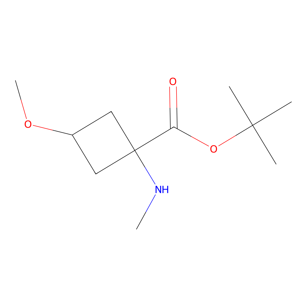 Tert-butyl 3-methoxy-1-(methylamino)cyclobutane-1-carboxylate molecular structure, CAS 2248282-45-1