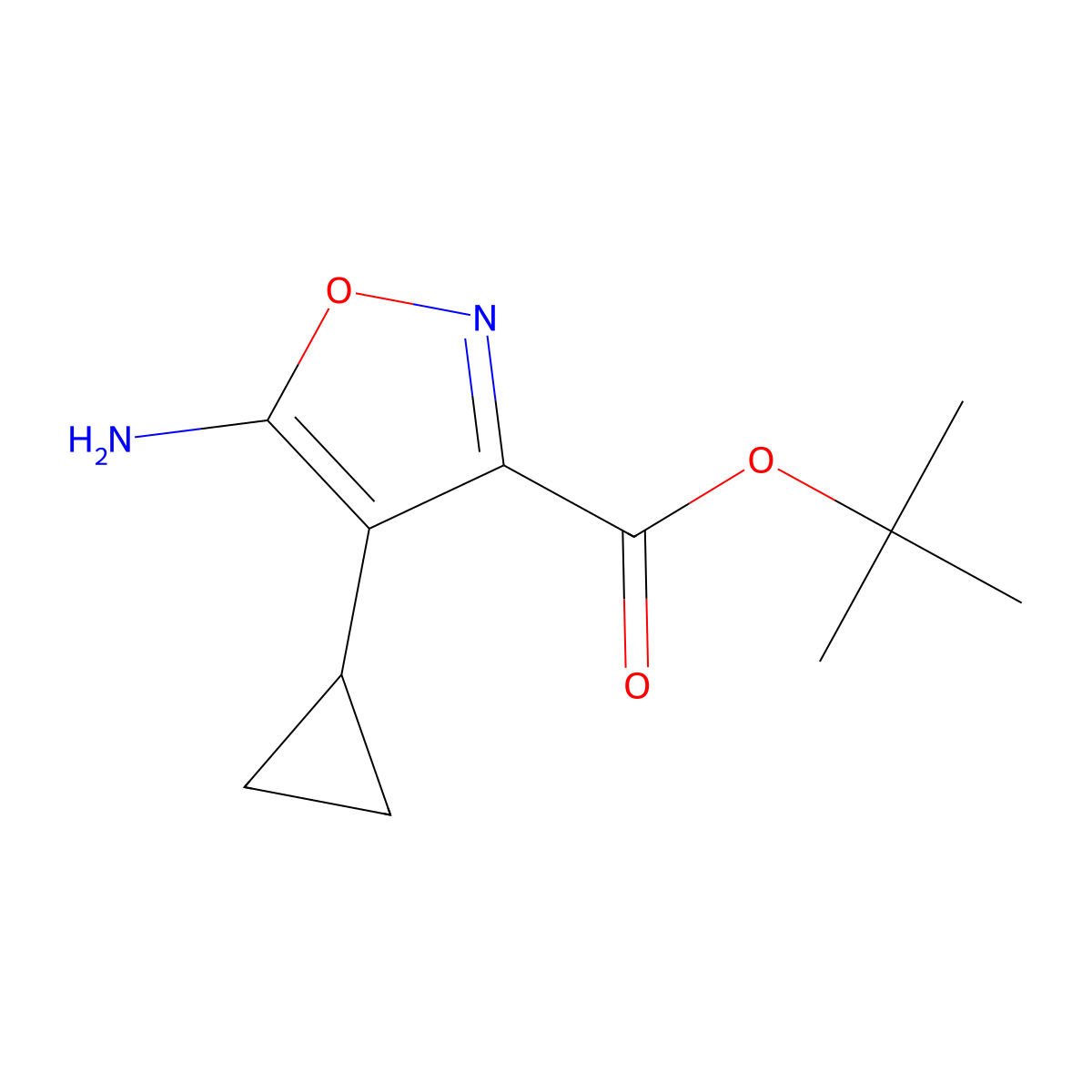 Tert-butyl 5-amino-4-cyclopropyl-1,2-oxazole-3-carboxylate molecular structure, CAS 2248283-84-1