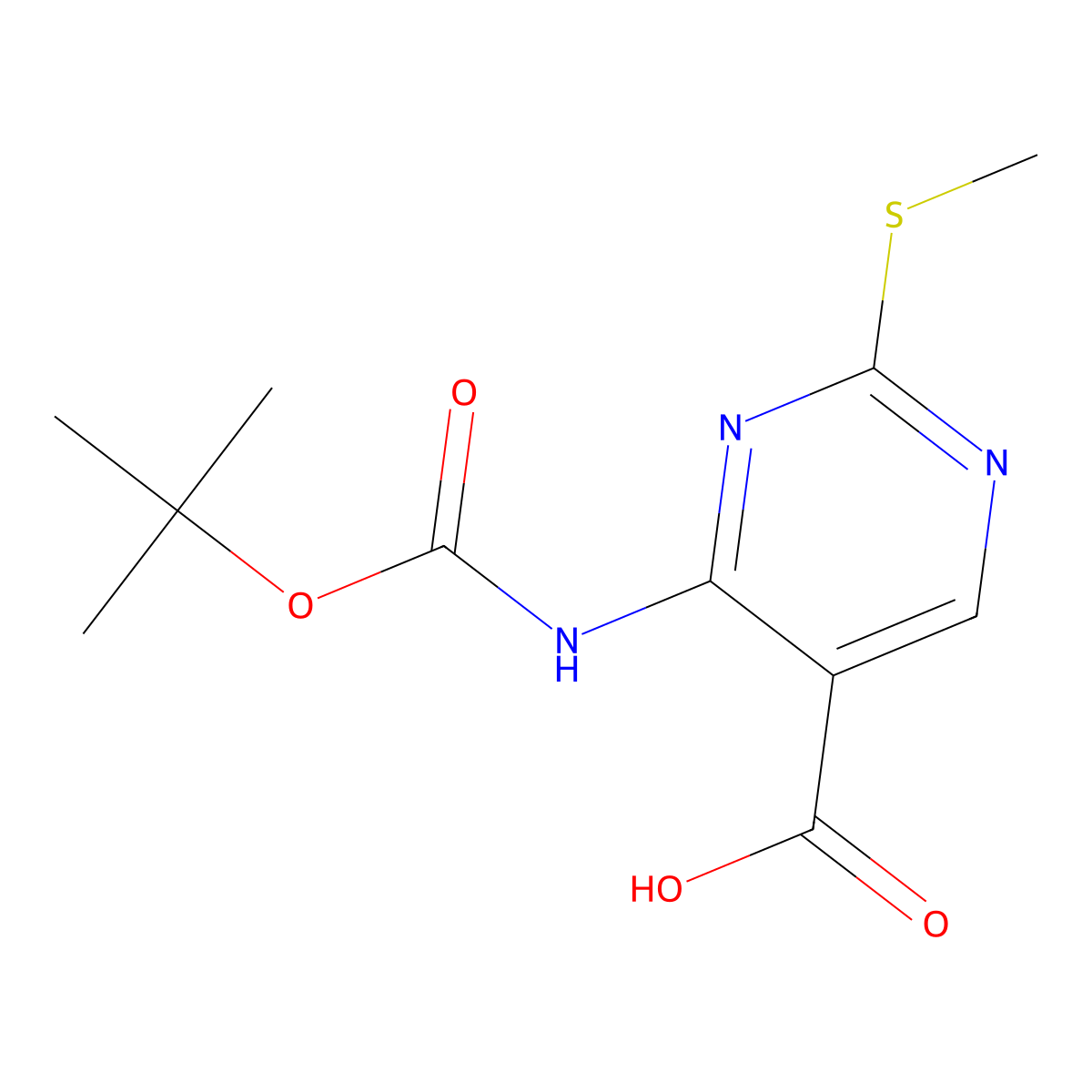 4-{[(Tert-butoxy)carbonyl]amino}-2-(methylsulfanyl)pyrimidine-5-carboxylic acid molecular structure, CAS 2248283-86-3