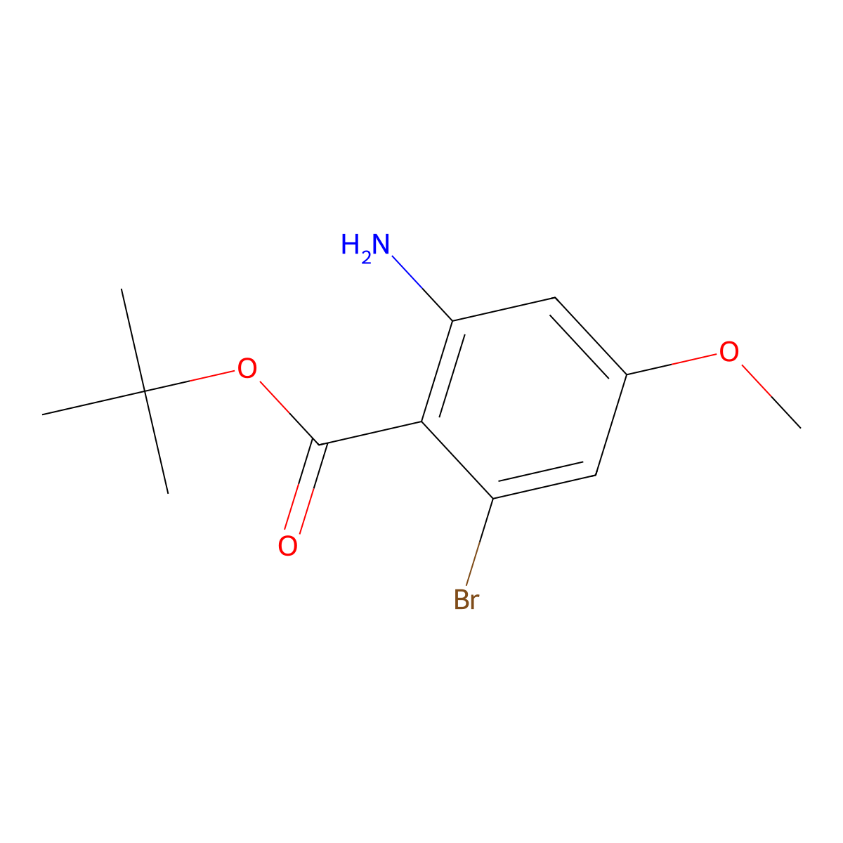 Tert-butyl 2-amino-6-bromo-4-methoxybenzoate molecular structure, CAS 2248284-11-7