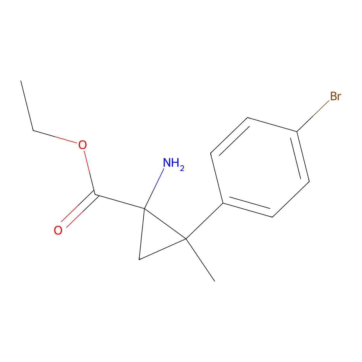 Ethyl 1-amino-2-(4-bromophenyl)-2-methylcyclopropane-1-carboxylate molecular structure, CAS 2248284-37-7