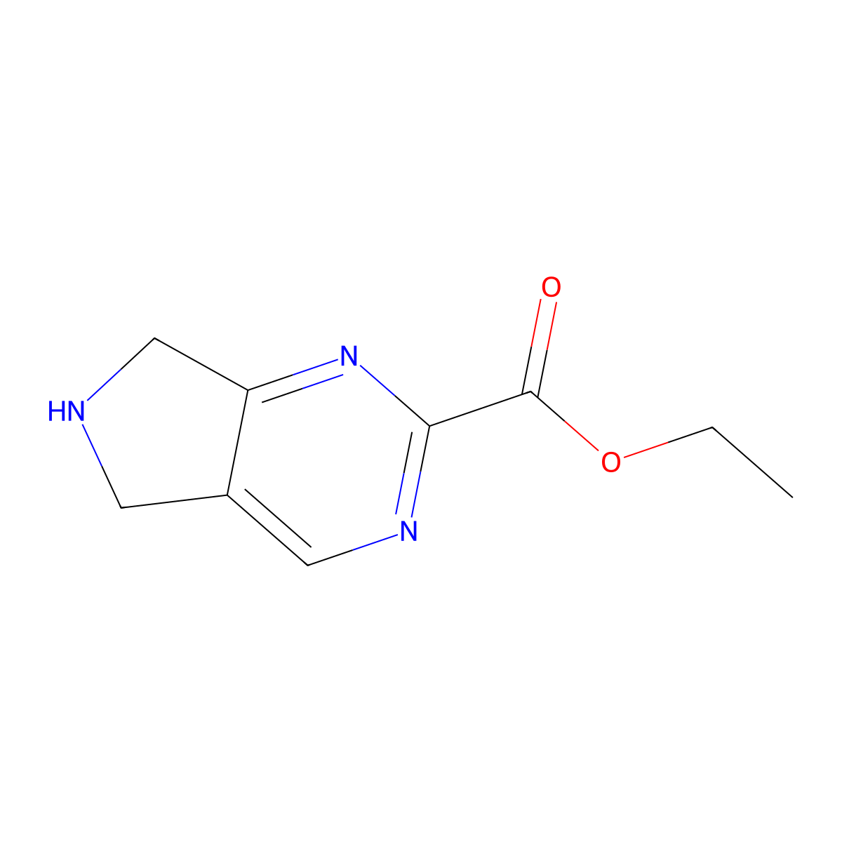 ethyl 5H,6H,7H-pyrrolo[3,4-d]pyrimidine-2-carboxylate molecular structure, CAS 2248285-31-4