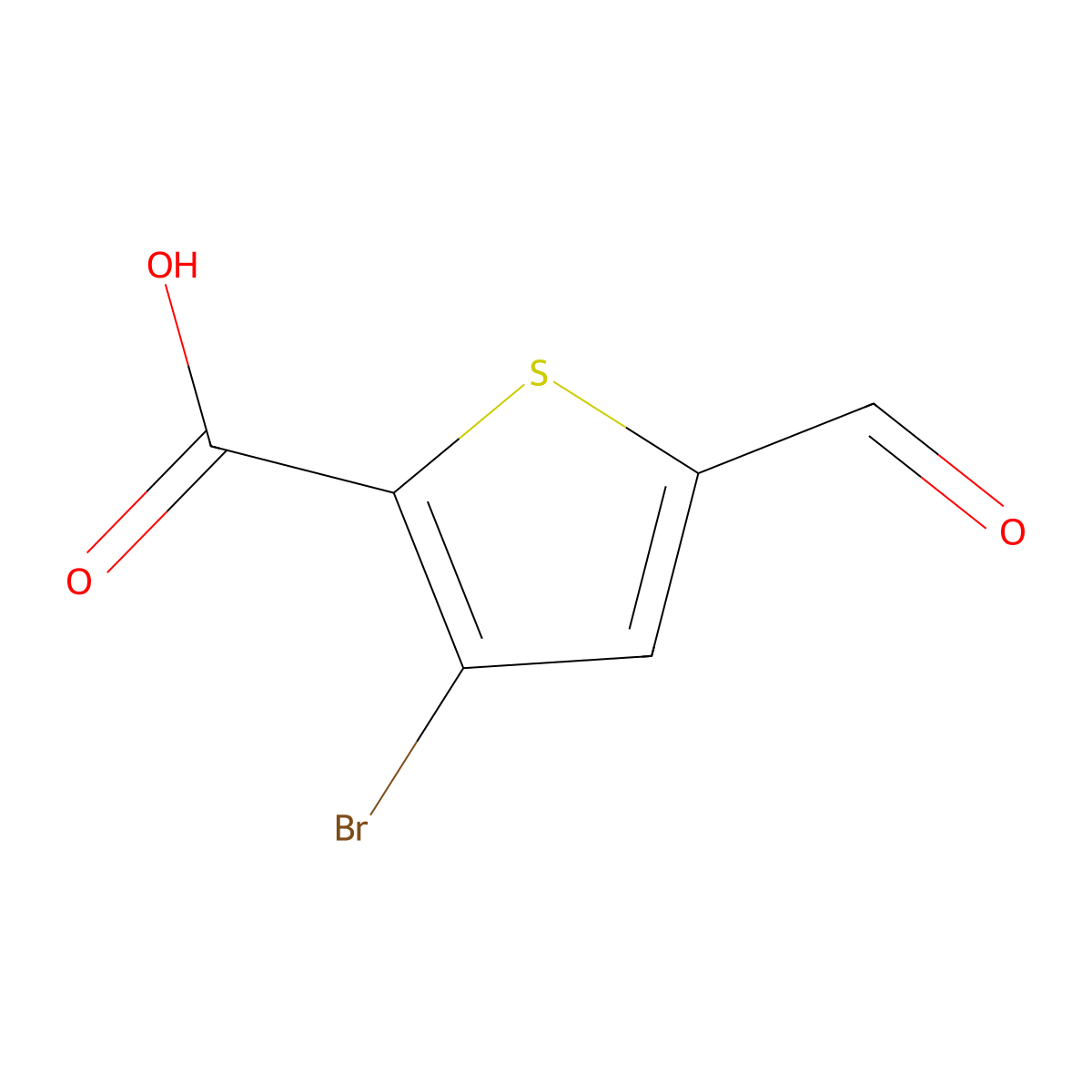 3-Bromo-5-formylthiophene-2-carboxylic acid molecular structure, CAS 2248285-45-0