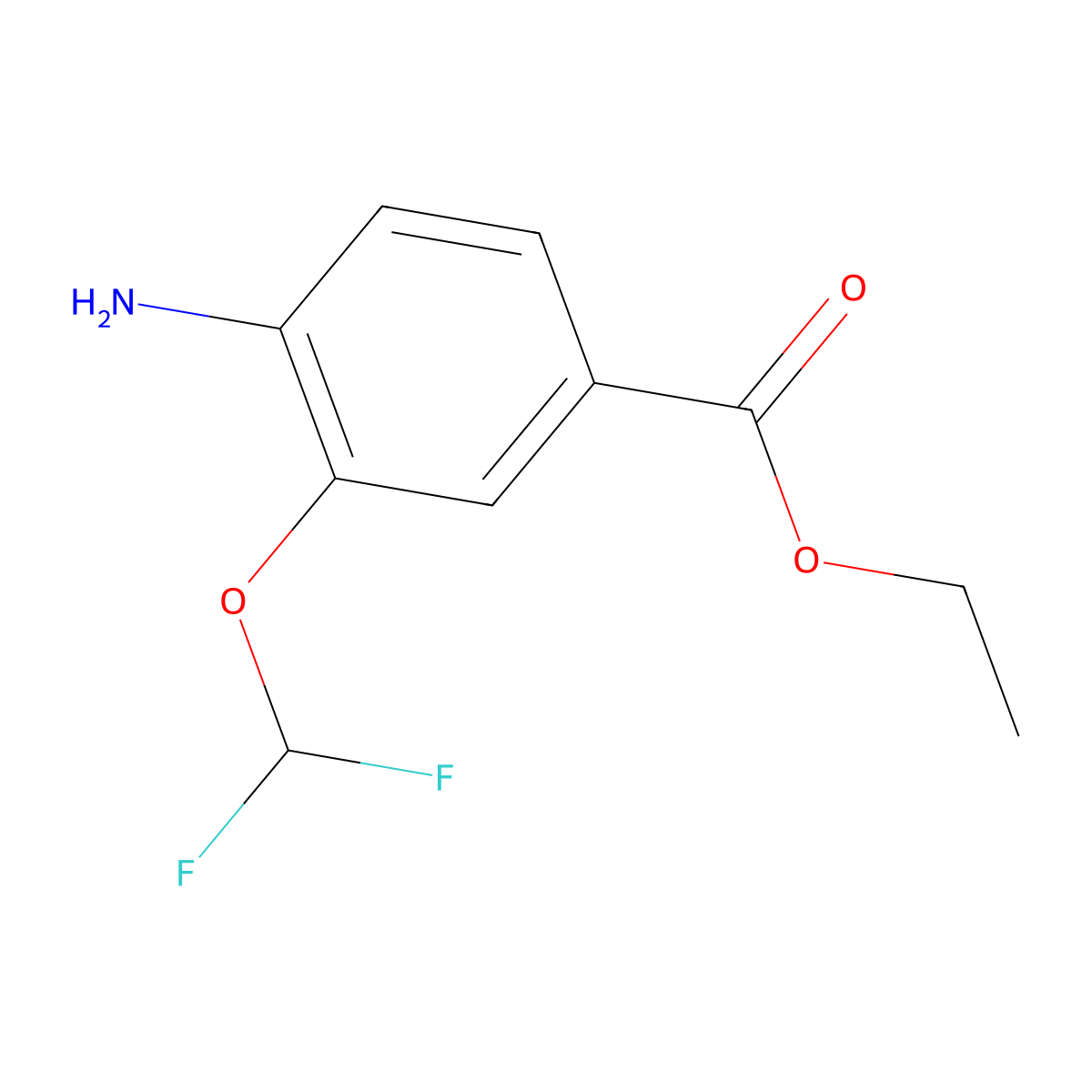 Ethyl 4-amino-3-(difluoromethoxy)benzoate molecular structure, CAS 2248285-54-1