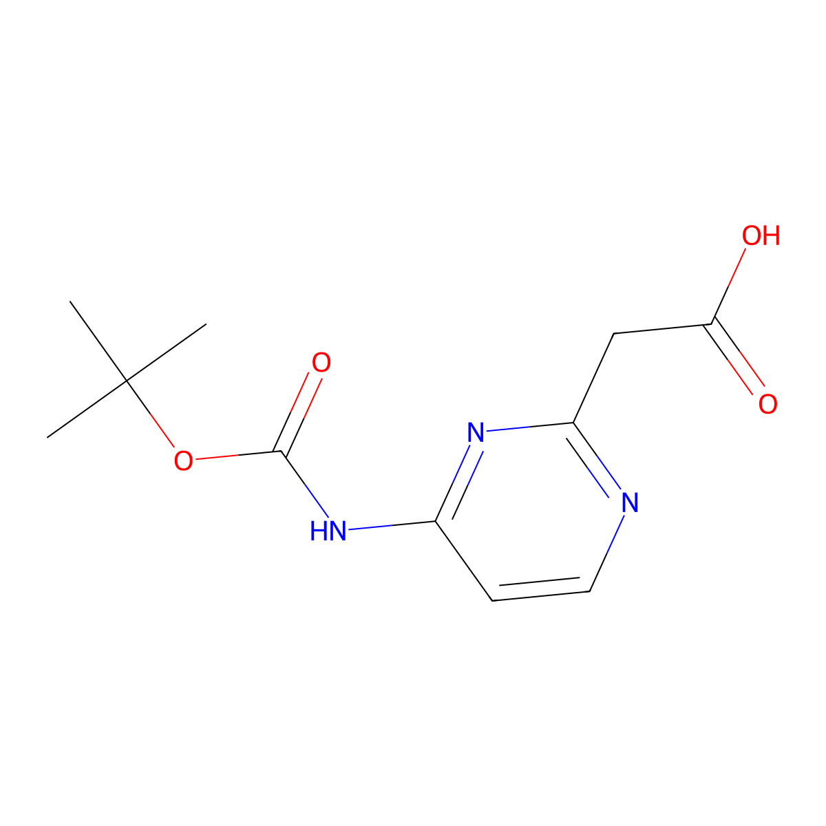 2-(4-{[(Tert-butoxy)carbonyl]amino}pyrimidin-2-yl)acetic acid molecular structure, CAS 2248285-89-2