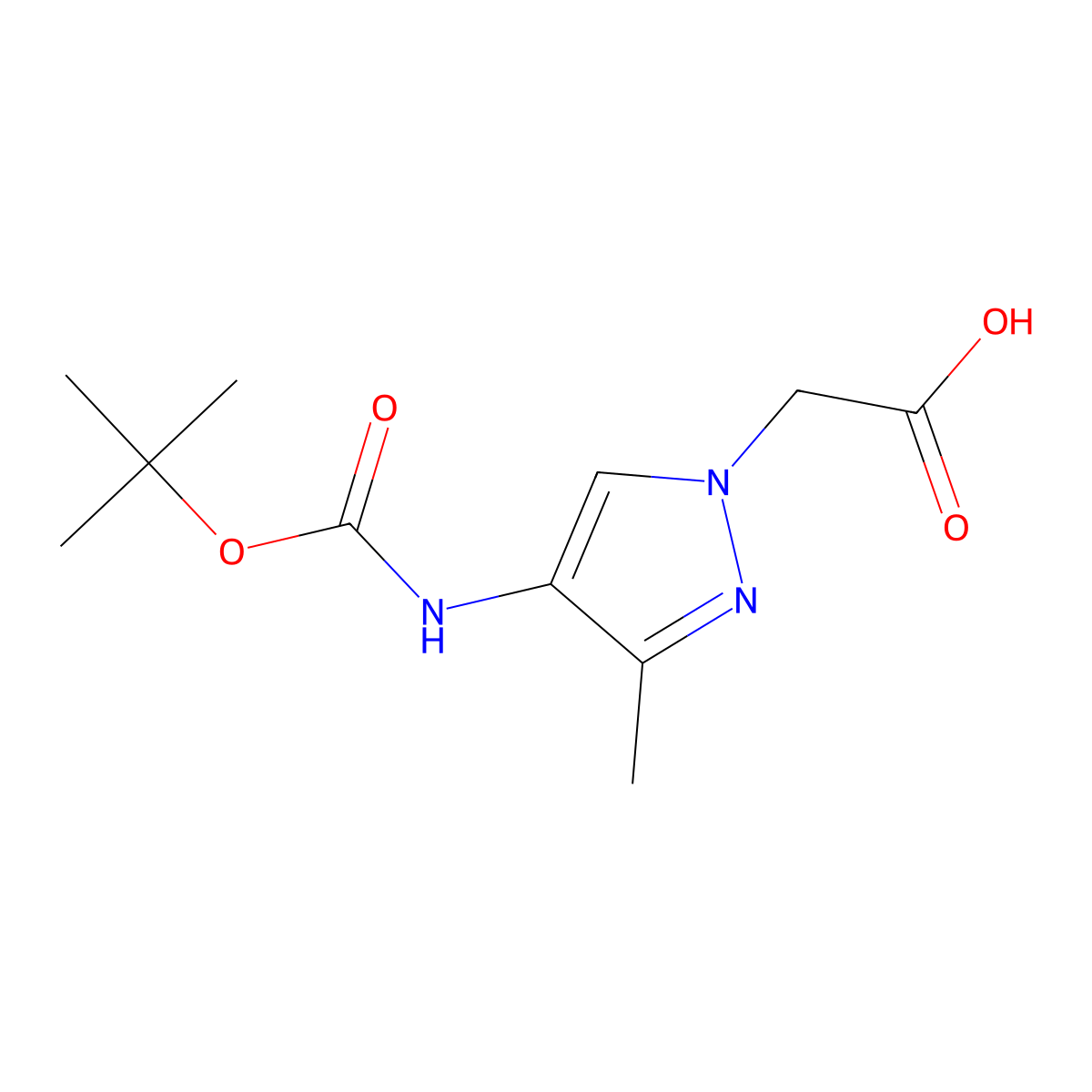 2-(4-{[(tert-butoxy)carbonyl]amino}-3-methyl-1H-pyrazol-1-yl)acetic acid molecular structure, CAS 2248285-91-6