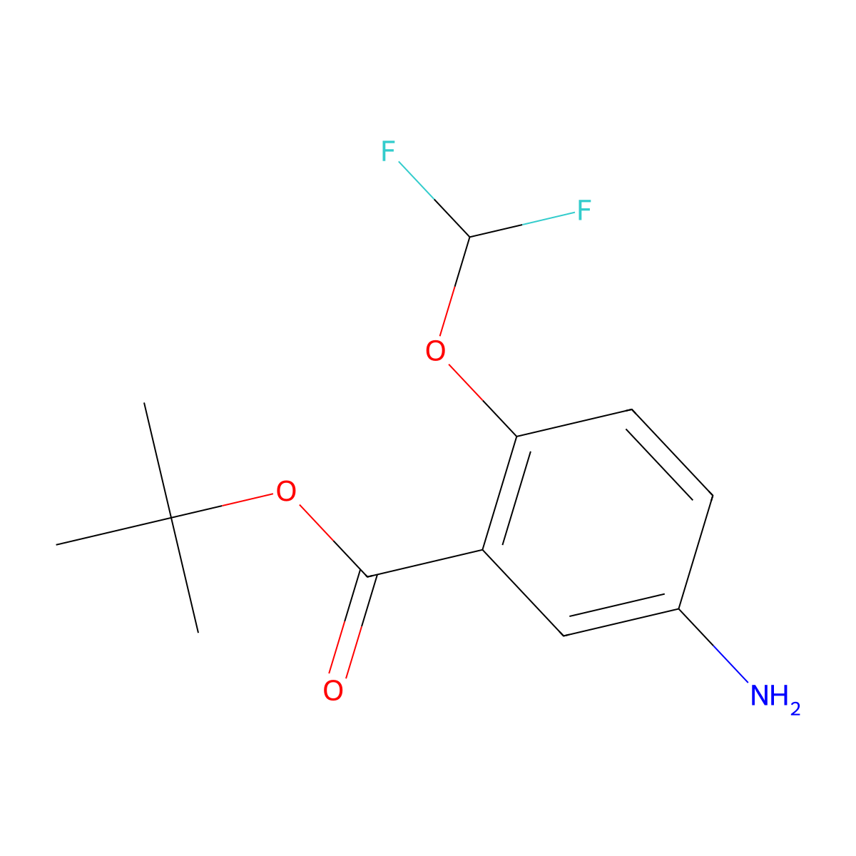 Tert-butyl 5-amino-2-(difluoromethoxy)benzoate molecular structure, CAS 2248286-07-7