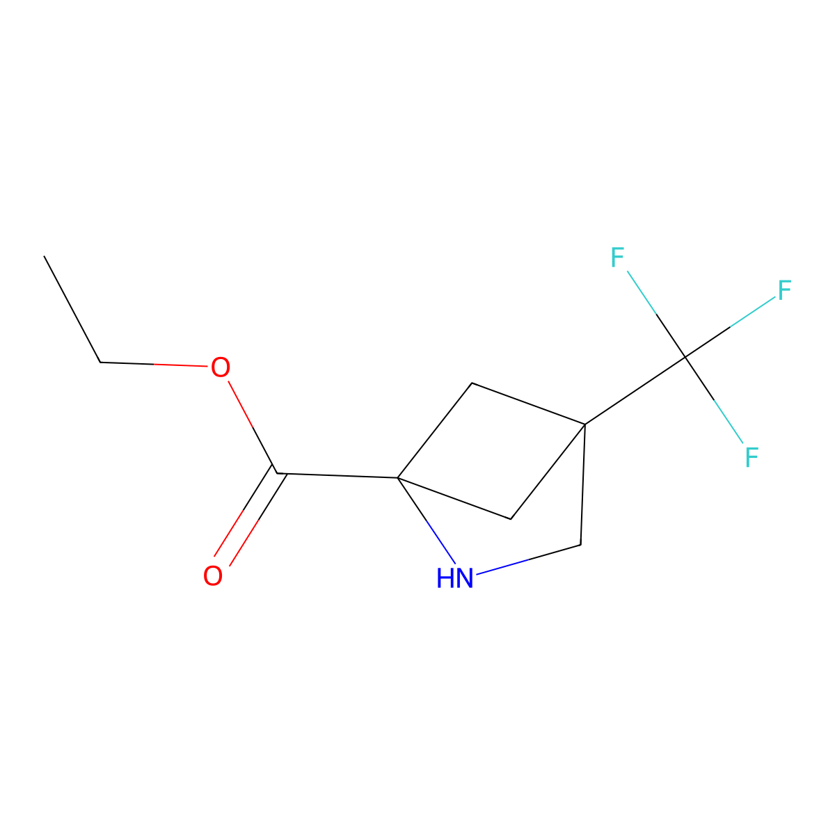 Ethyl 4-(trifluoromethyl)-2-azabicyclo[2.1.1]hexane-1-carboxylate molecular structure, CAS 2248286-16-8
