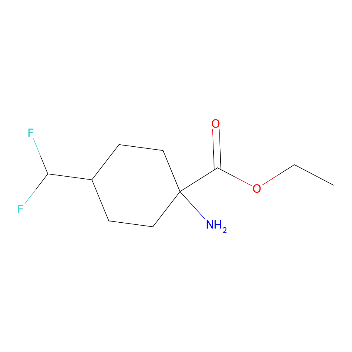 Ethyl 1-amino-4-(difluoromethyl)cyclohexane-1-carboxylate molecular structure, CAS 2248286-23-7